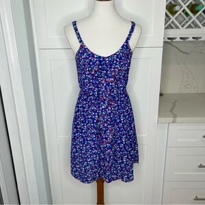 Rebecca Taylor Women’s Size 2 Silk Sun Dress Floral Sleeveless Ruffles Pockets
